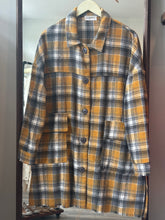 Load image into Gallery viewer, Flannel Mustard Longline Distressed Shacket
