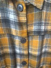 Load image into Gallery viewer, Flannel Mustard Longline Distressed Shacket
