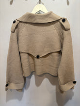 Load image into Gallery viewer, Tan Knit Cropped Trench Jacket
