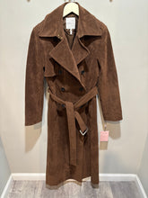 Load image into Gallery viewer, Brown Faux Suede Trench Coat
