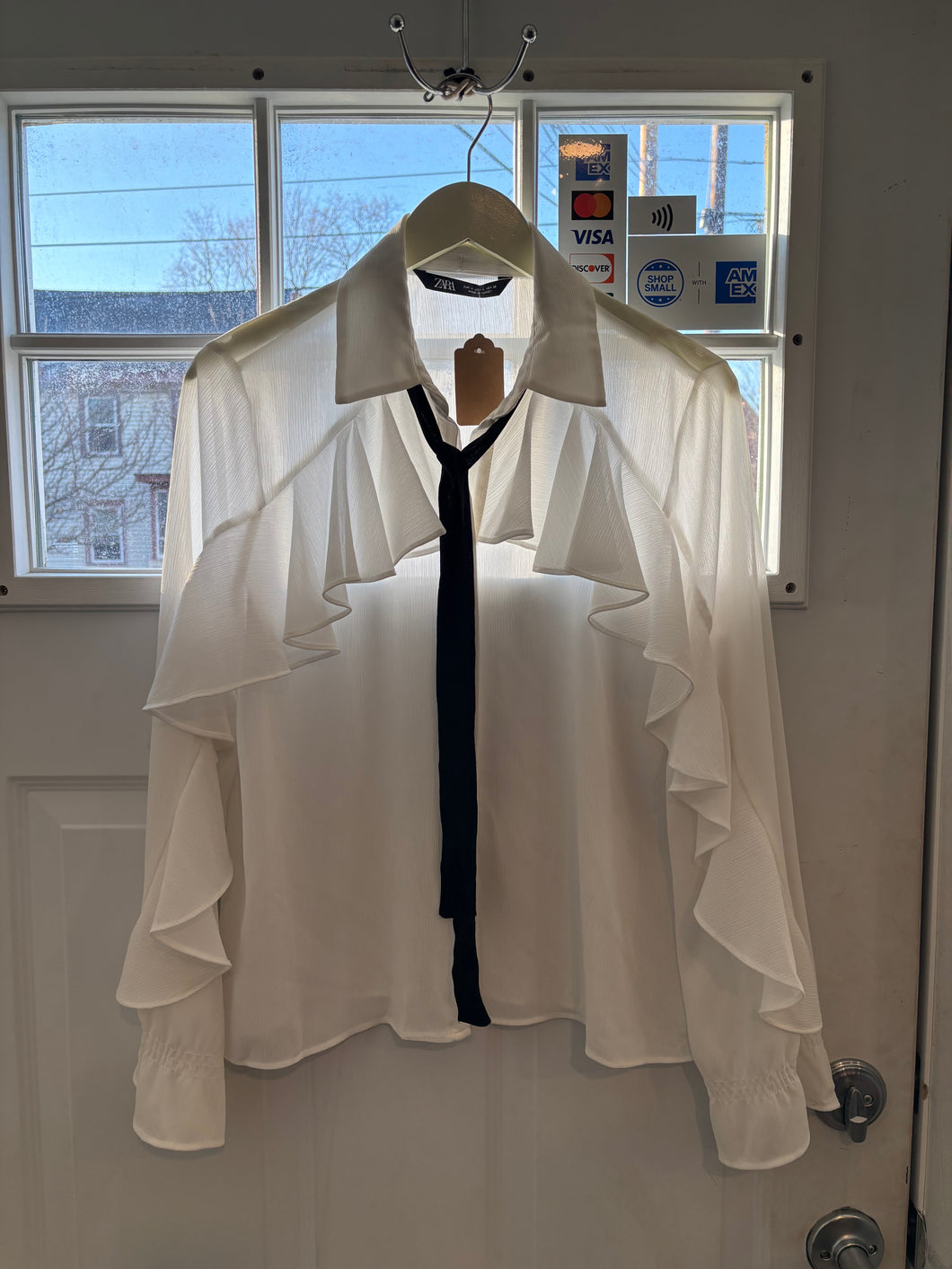 Zara White Tie Sheer