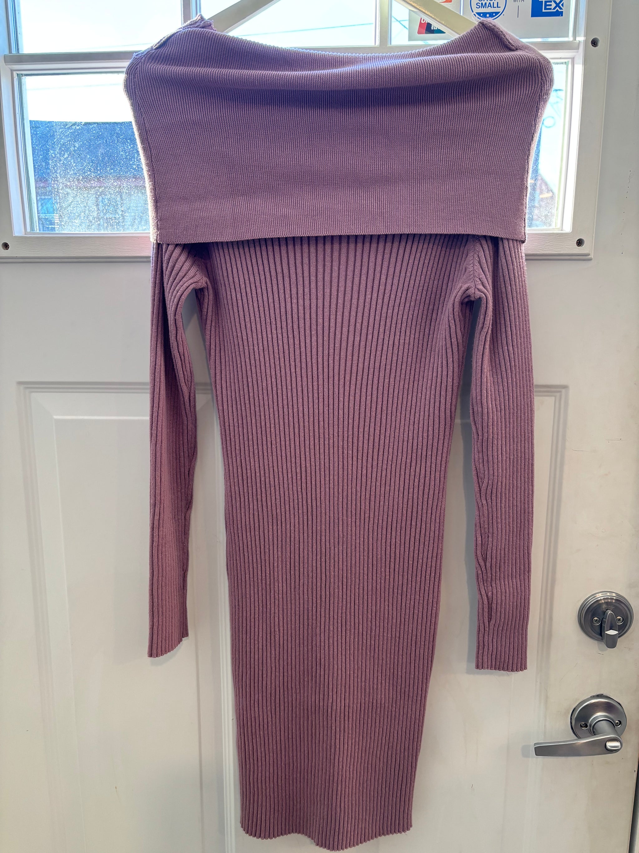 Lilac Knit Ribbed Off Shoulder Dress – Treasures of the Valley Boutique