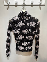 Load image into Gallery viewer, Cinq a Sept Black Mesh Floral Top
