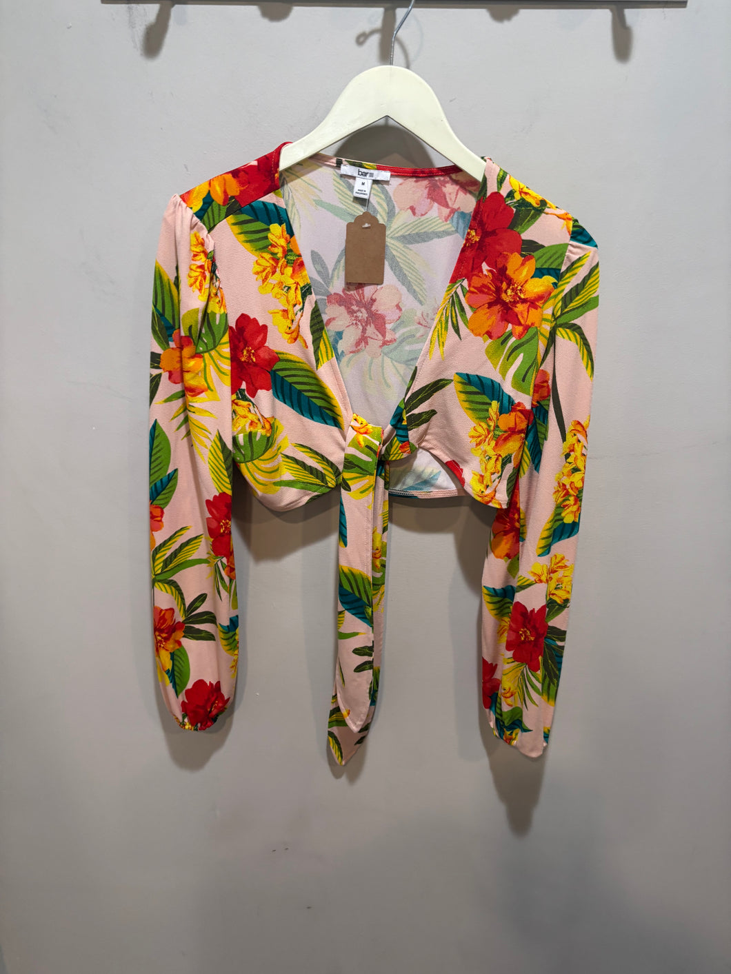 Bar III Pink Floral Cropped Top