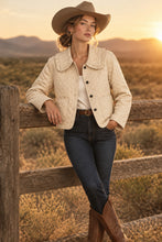 Load image into Gallery viewer, Bagatelle Tan Peter Pan Collar Quilted Jacket
