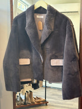 Load image into Gallery viewer, Oak and Forte Grey Faux Suede Teddy Jacket
