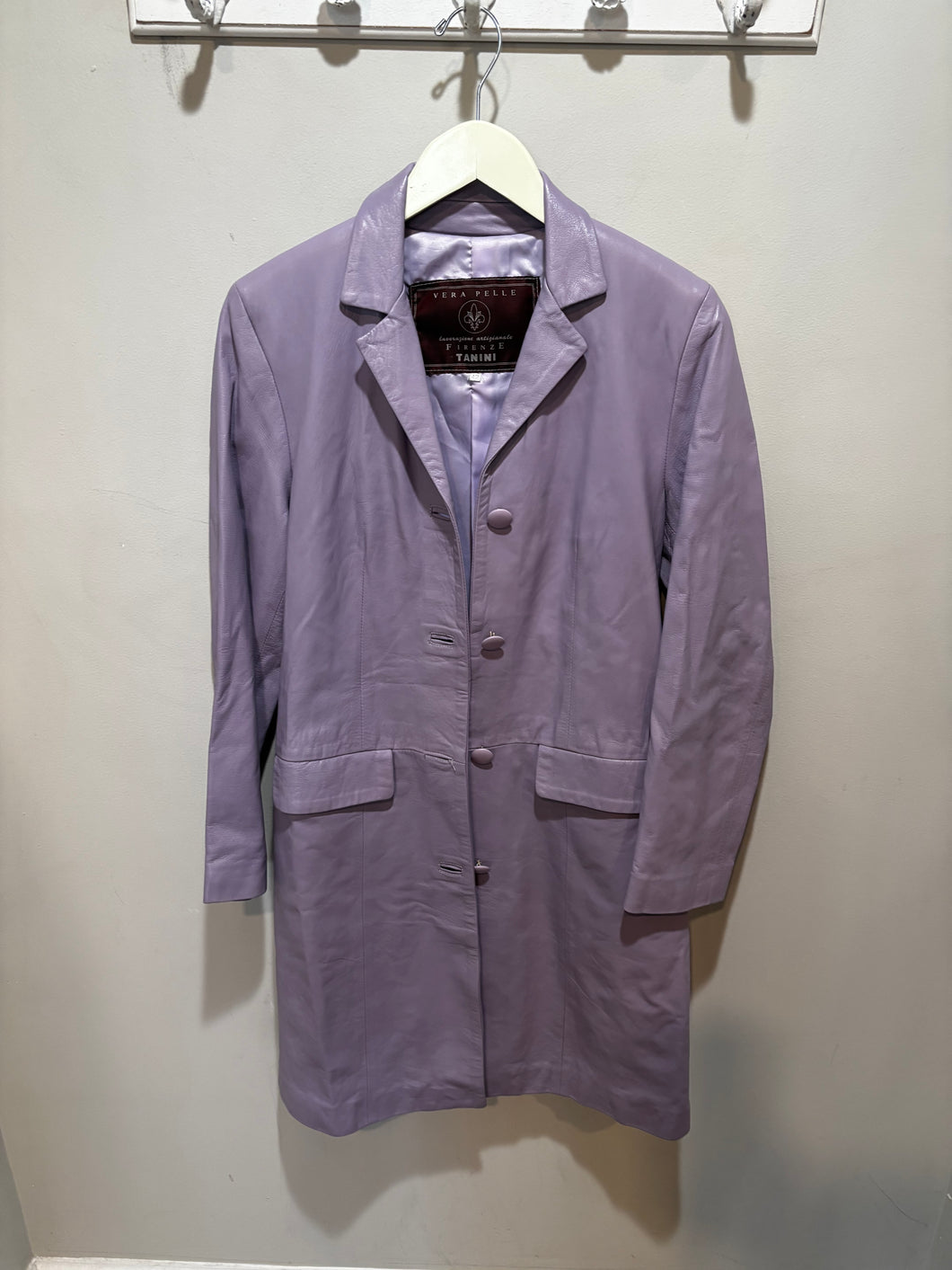 Vintage Firenze Tanini Lilac Leather Duster Coat