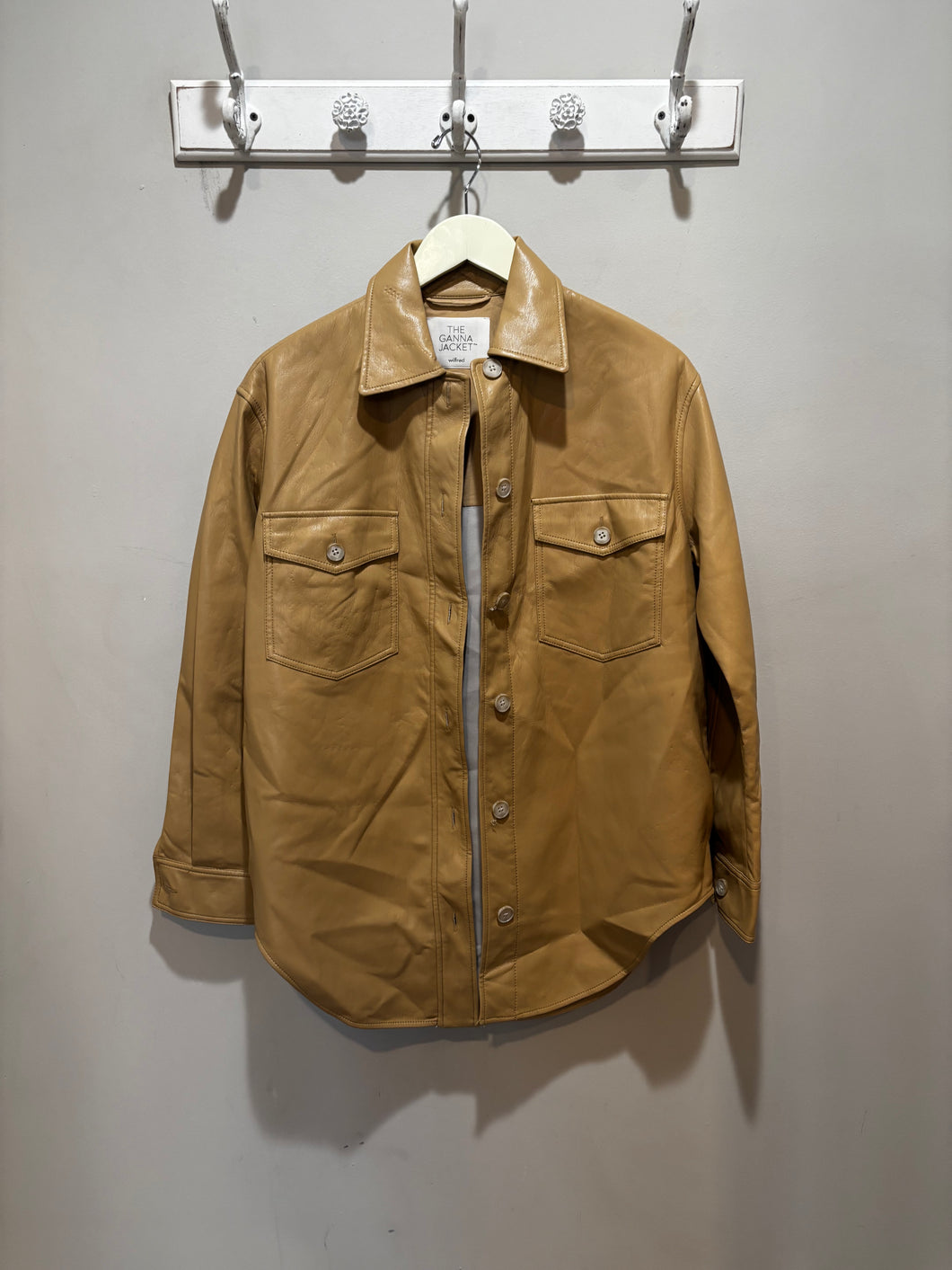 The Ganna Jacket Tan Faux Leather Shacket