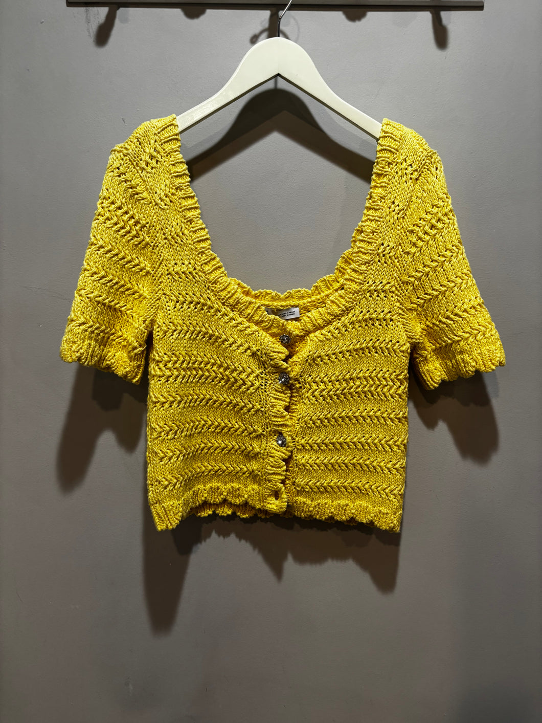 Zara Yellow Crochet Embellished Top