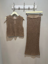 Load image into Gallery viewer, Pookie &amp; Sebastian Gold Crochet 2 Piece Skirt Set
