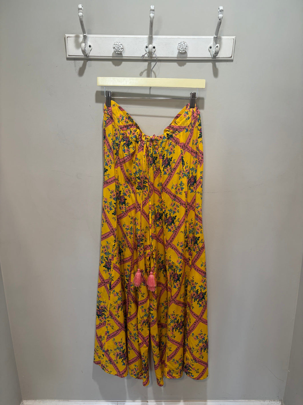 Free People Yellow Pattern Wideleg Pants