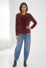 Load image into Gallery viewer, Pietrogrande Velvet Burnt Orange Cowlneck Top
