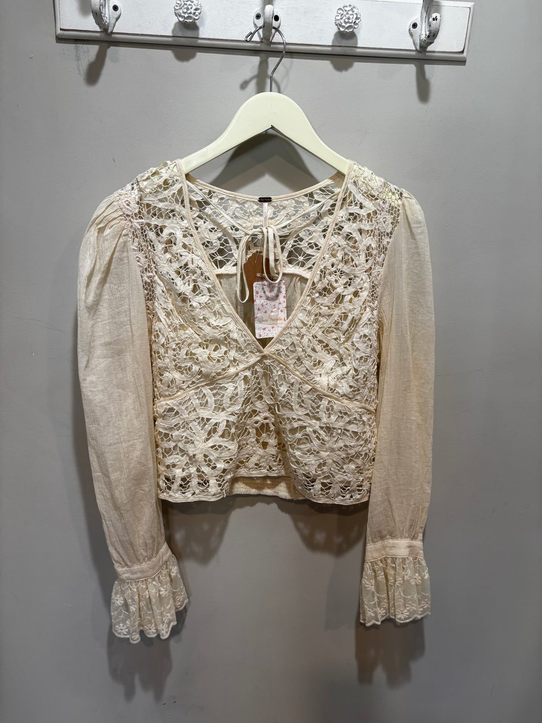 Free People Cream Lace Top