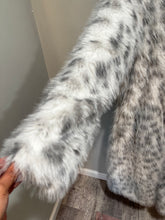 Load image into Gallery viewer, White Grey Faux Snow Leopard Coat
