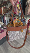 Load and play video in Gallery viewer, Coach Tan Monogram Satchel Bag
