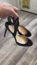 Load and play video in Gallery viewer, Christian Louboutin Black Patent Leather Slingback Shoes
