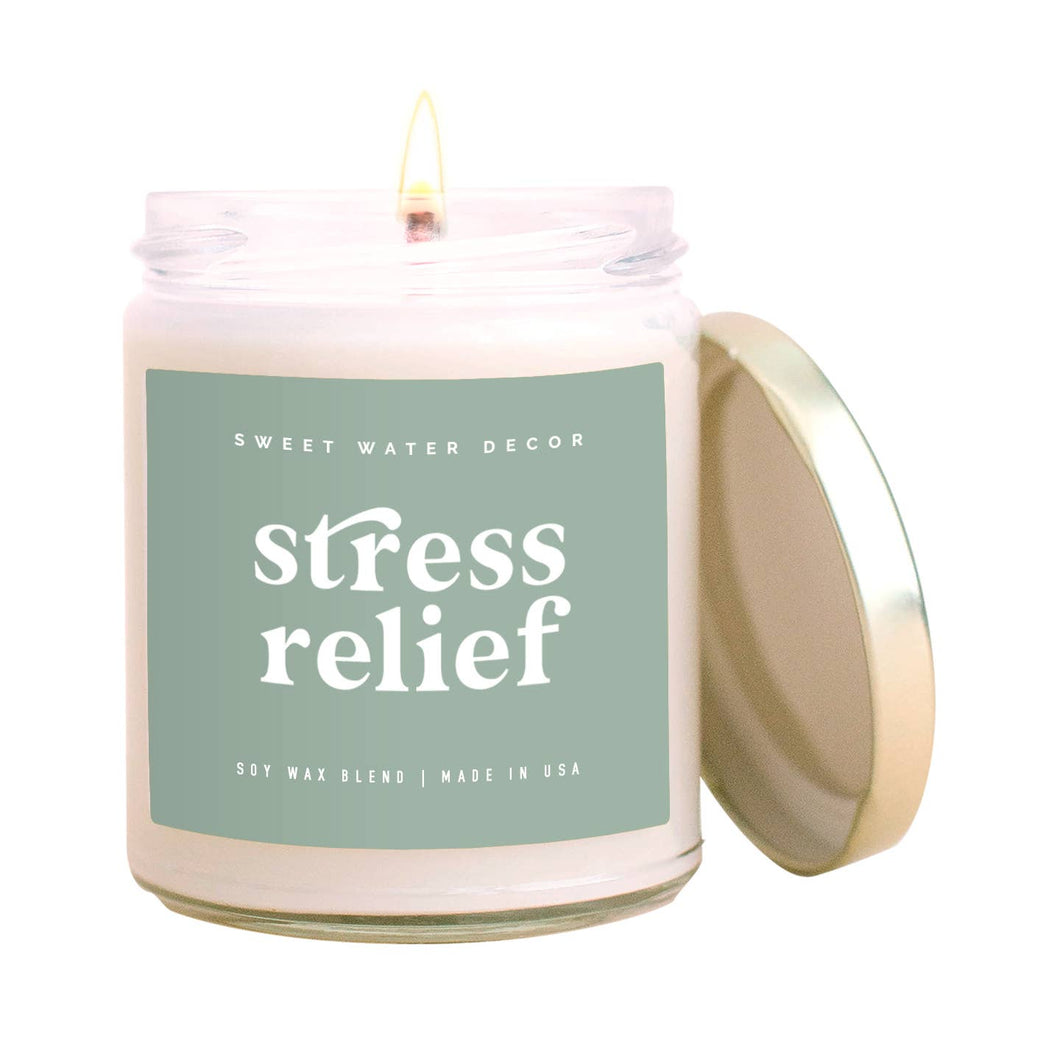 Stress Relief Soy Candle - Clear Jar - Sage Green - 9 oz