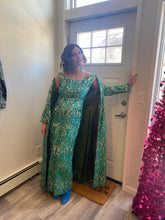 Load image into Gallery viewer, Vintage Brocade Lame Green 60s Dress &amp; Duster Set
