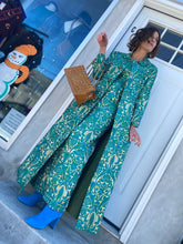 Load image into Gallery viewer, Vintage Brocade Lame Green 60s Dress &amp; Duster Set
