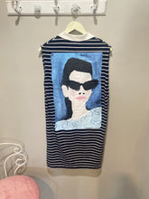Load image into Gallery viewer, Zara Black White Striped Graphic Back Dress
