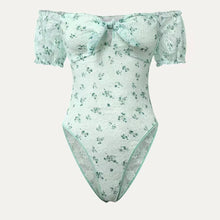 Load image into Gallery viewer, Lace My Love Mint Green Floral Off Shoulder Bodysuit
