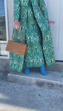 Load and play video in Gallery viewer, Vintage Brocade Lame Green 60s Dress &amp; Duster Set
